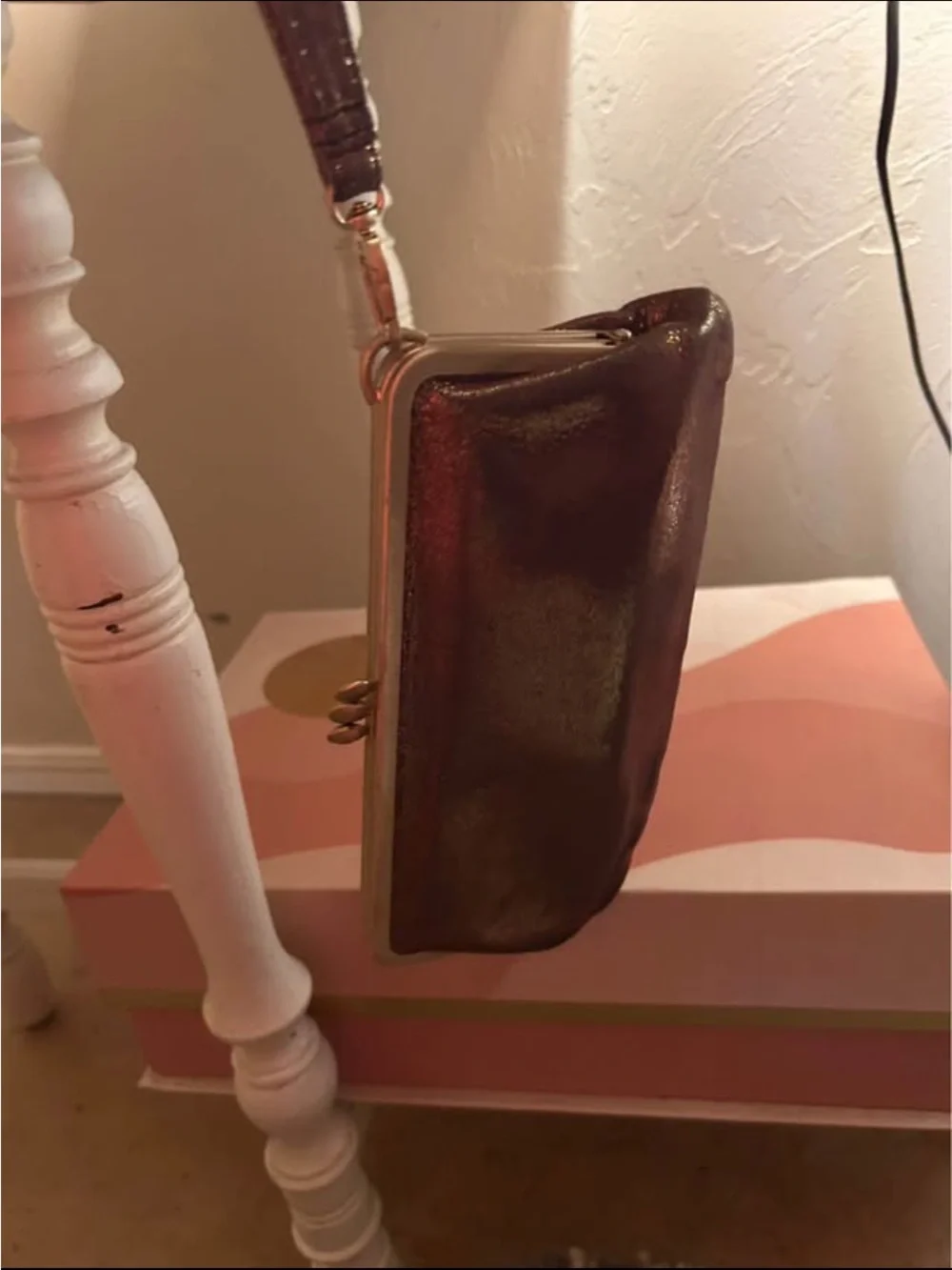 HOBO Brown Leather Clutch Wristlet with Brass Frame